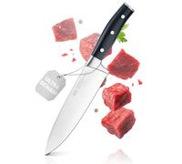 RÖSLE Couteau de chef Tradition, couteau de cuisine de haute qualité pour couper la viande, le poisson, la volaille et les légumes, Acier spécial à lame, POM noir, protège-doigts