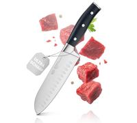 RÖSLE Couteau Santoku Tradition 17,5 cm - Tranchant de qualité supérieure avec lame alvéolée, forme asiatique, idéal pour la viande, le poisson et les légumes