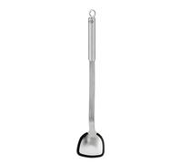 RÖSLE Cuillère à wok BBQ siliconée, grande cuillère haut de gamme avec bord en silicone et manche rond, acier inoxydable 18/10, passe au lave-vaisselle, 40 cm 25449 Argenté/Noir.