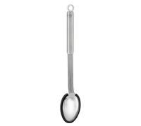 RÖSLE Cuillère Droite Siliconée, Cuillère à Sauce Haut de Gamme avec Bord en Silicone et Manche Rond, Acier Inoxydable 18/10, Passe au Lave-Vaisselle, Argenté/Noir.