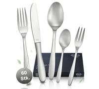 RÖSLE CULTURE Lot de 60 couverts de qualité supérieure pour 12 personnes en acier inoxydable 18/10, acier à lame, poli mat, passe au lave-vaisselle
