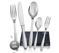 RÖSLE Culture Ménagère de 60 pièces pour 12 personnes en acier inoxydable 18/10 poli brillant Passe au lave-vaisselle