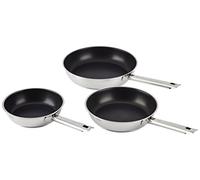 RÖSLE ELEGANCE Set de 3 Poêles à Frire Inox avec Revêtement Anti-Adhésif - Compatibles Induction et Lavable au Lave-Vaisselle - 20, 24 et 28 cm