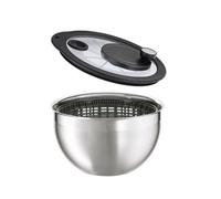 RÖSLE Essoreuse à Salade de Haute Qualité avec Couvercle en Verre et Manivelle 4:1 - Acier inoxydable 18/10 - Brillantmat - Bol Lavable au Lave-Vaisselle de Diamètre 24 cm