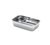 RÖSLE Flexx 2GO Boîte à déjeuner carrée en acier inoxydable 0,6 l Passe au micro-ondes et au four jusqu'à 150 °C Passe au lave-vaisselle Argenté/argenté