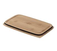 RÖSLE Flexx 2GO Couvercle à sandwich carré en bambou avec clips, lèvre en silicone, utilisable comme planche à pain et planche à découper, 1,0 l, couleur bois
