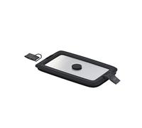 RÖSLE Flexx 2GO Couvercle carré en acier inoxydable avec clips pour boîte à lunch, bord en silicone, aromatique, valve en silicone, argenté/noir, argenté
