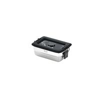 RÖSLE Flexx 2GO Set de collations rectangulaires avec couvercle en verre et clips en acier inoxydable Argenté/noir 0,25 l