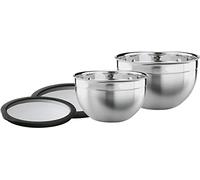 Rösle Lot de 2 bols avec couvercle fraîcheur (Ø 20 et 24 cm) en acier inoxydable de qualité supérieure pour la préparation et le stockage des aliments, passe au lave-vaisselle, argenté