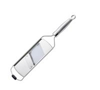 RÖSLE Mandoline - Ustensile de Cuisine en Inox 18/10 - 3 Plaques, Pied en Silicone Antidérapant et Capot de Protection - Pour Légumes ou Fruits - 43,5 cm, Blanc