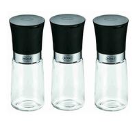 RÖSLE Moulin à épices set de 3 pièces, Moulin à sel et à poivre de haute qualité avec broyeur en céramique pour tous les types d'épices, récipient en verre, 14 cm