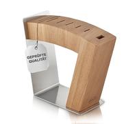 RÖSLE Movex Bloc à Couteaux, Bloc à Couteaux design Haut de Gamme en Acier Inoxydable et Bois d'Orme, Lames Visibles, 2 Positions debout, Stable, Couteaux Non Fournis