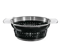 RÖSLE Passoire de Cuisine Rétractable - Tamis de Haute Qualité pour Légumes, Salade ou Pâtes - Acier inoxydable 18/10 - Silicone - ArgentNoir - Lavable au Lave-Vaisselle - 24 cm