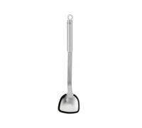 RÖSLE Pelle à Poêle/Wok Siliconée, Cuillère Haut de Gamme avec Bord en Silicone et Manche Rond, Acier Inoxydable 18/10, Passe au Lave-Vaisselle, Argenté/Noir.
