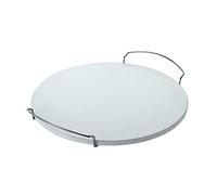RÖSLE Pierre à pizza ronde, de haute qualité en cordiérite pour la préparation de pizzas, tartes flambées, pain etc. sur le gril ou dans le four, poignées en acier chromé, 41 cm