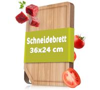 RÖSLE Planche à découper, support de découpe de haute qualité pour la cuisine pour une utilisation universelle, planche à servir, bois d'orme, acier inoxydable 18/10, 36 x 24 cm