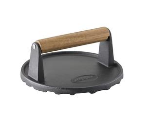 RÖSLE Poids à Barbecue, Poids de Haute Qualité pour une Cuisson Plus Rapide Des Hamburgers ou des Steaks, Fonte, Manche en Bois, 17,5 Cm