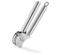 RÖSLE Presse-ail avec Racloir - Presse de Qualité Professionnelle pour Gingembre et Ail, avec Tamis Dépliable - Acier Inoxydable 18/10 - Passe au Lave-Vaisselle, Argenté