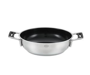 RÖSLE SILENCE PRO CeraPlus Poêle à servir, Antiadhésive & Robuste - Ø 24 cm, Résiste à la chaleur jusqu'à 260 °C, vitrification céramique, argentée, acier inoxydable 18/10, lavable au lave-vaisselle