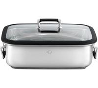 RÖSLE Silence Pro Cocotte rectangulaire de qualité supérieure avec couvercle en verre, acier inoxydable 18/10, passe au four, à induction, passe au lave-vaisselle, argenté