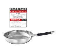 Rösle Silence Pro Poêle à Frire, Poêle de Bonne Qualité en Acier Inoxydable avec Poignée en Silicone, 28 cm, Acier Inoxydable 18/10, Adapté à L'Induction, Adapté au Lave-Vaisselle