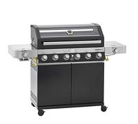 RÖSLE Unité de barbecue à gaz VIDERO G6-S, 30 mbar, gril avec 6 brûleurs en acier inoxydable, Prime Zone et brûleur latéral, tablettes latérales rabattables, VARIO+, Noir