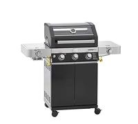 RÖSLE Unité de barbecue à gaz VIDERO G3-S noir, 30 mbar, gril avec 3 brûleurs en acier inoxydable, zone extra-prime et brûleur latéral, tablettes latérales rabattables, VARIO+