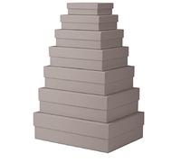 Rössler 13411453490 - Ensemble de 7 Boîtes Cadeaux Rectangulaires en Carton avec Couvercles, Taupe