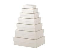 Rössler 13411453510 - Ensemble de 7 Boîtes Cadeaux Rectangulaires en Carton avec Couvercles, Blanc (Milk)