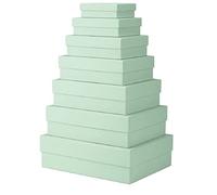Rössler 13411453650 - Ensemble de 7 Boîtes Cadeaux Rectangulaires en Carton avec Couvercles, Vert Menthe (Mint)