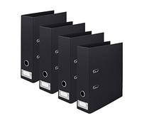 Rössler Papier 1317452708-4 - S.O.H.O Classeur DIN A4, 4 pièces, avec mécanisme à levier et étiquette à insérer, largeur dos 80 mm, Noir, 285 x 85 x 320 mm