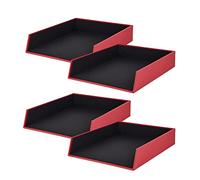 Rössler Papier 1335452360-4 - S.O.H.O Corbeille de Rangement pour DIN A4, Rouge, 4 pièces, Casiers de Rangement empilables, Corbeille à courrier 26 x 6 x 32 cm