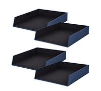 Rössler Papier 1335452900-4 - S.O.H.O Corbeille de Rangement pour DIN A4, Navy, 4 pièces, Casiers de Rangement empilables, Corbeille à courrier 26 x 6 x 32 cm