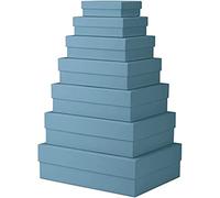 Rössler Papier 13411453150 - Boxline boîte cadeau avec couvercle, set de 7 boîtes cadeau, denim, cartonnage rectangulaire
