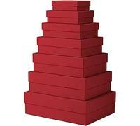 Rössler Papier 13411453360 - Boxline Boîte cadeau avec couvercle, set de 7 boîtes cadeau, rouge, cartonnages rectangulaires