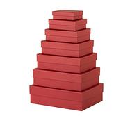 Rössler Papier 13411453530 - Boxline Boîte cadeau avec couvercle, set de 7 boîtes cadeau, Grenat, cartonnages rectangulaires