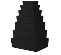 Rössler Papier 13411453700 - Boxline boîte cadeau avec couvercle, set de 7 boîtes cadeau, noir, cartonnage rectangulaire