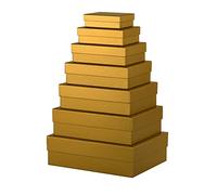 Rössler Papier 13411453750 - Boxline Boîte cadeau avec couvercle, set de 7 boîtes cadeau, Or, Cartonnages rectangulaires