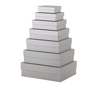 Rössler Papier 13411453800 - Boxline boîte cadeau avec couvercle, set de 7 boîtes cadeau, argent, cartonnage rectangulaire