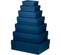 Rössler Papier 13411453900 - Boxline Boîte cadeau avec couvercle, set de 7 boîtes cadeau, Navy, cartonnages rectangulaires