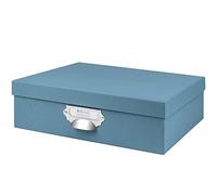 Rössler Papier 1343452150 - S.O.H.O. Boîte de rangement avec poignée et étiquette inscriptible, Denim, 337 x 105 x 255 mm, 1 pièce