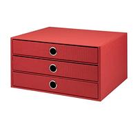 Rössler Papier 1524452363 - S.O.H.O. Boîte à 3 tiroirs pour DIN A4, avec trou de poignée, rouge, 343 x 250 x 185 mm, 1 pièce
