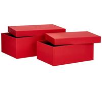Rössler - S.O.H.O. Boxline, lot de 2 boîtes rectangulaires, rouge | Boîtes rectangulaires avec couvercle en carton pour cadeaux, rangement et souvenirs