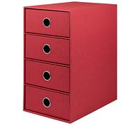 Rössler - S.O.H.O. Meuble à 4 tiroirs 18 x 25 x 32 cm Rouge | Organiseur de bureau pour documents, dossiers, fournitures de bureau et rangement organisé