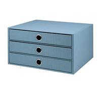 Rössler - S.O.H.O. Meuble à tiroirs 3 tiroirs A4 34 x 25 x 19 cm Denim | Organiseur de bureau pour documents, dossiers, fournitures de bureau et rangement organisé