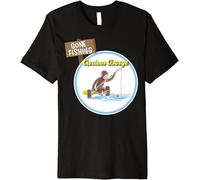 ROESXANP Men's Curious George Gone Fishing Circle Logo T-Shirts Black S