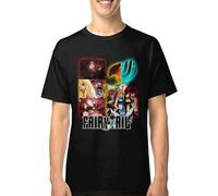 ROESXANP Men's Fairy Tail Natsu Erza Gray Y Lucy 17 Shirt T-Shirts Black M