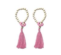 ROEUIPG 1 Paire d'embrasses décoratives for Rideaux, Perles en Bois, Pompons, Cordes for fenêtres, Accessoires de nouage(Pink)