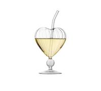 ROEUIPG 1pc Heart Shaped Cocktail Glass with Straw Clear Stemmed Wine Creative Champagne Glasses Drinking Cups for Bar Pub Club(Sliver-C)