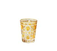 ROEUIPG 310ml Colorful Checkered Glass Cup European Style Creative Whiskey Glasses Hand-carved Drinking Water Bottle Summer Coffee Mugs(Yellow)